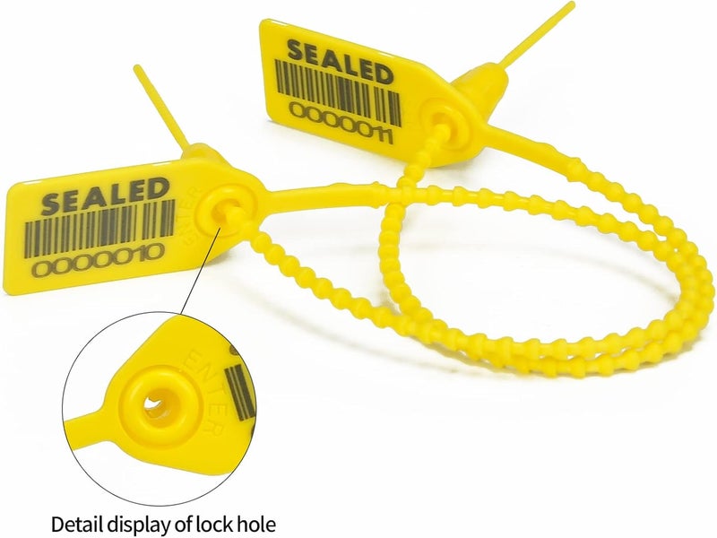 LeadSeals 500 Yellow Plastic Barcode Seals, Numberd Plastic Tamper Seals Security Tags, Pull-Tite Safety Zip Ties, Tamper Proof Tags Plasic Locks for Fire Extinguishers - Image 4